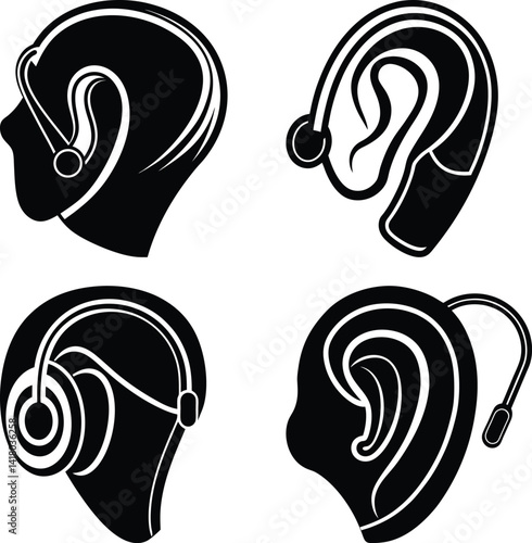 Hearing Aid silhouette vector