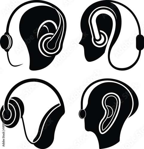 Hearing Aid silhouette vector