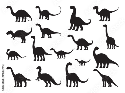 Set of Sauropods vector silhouette