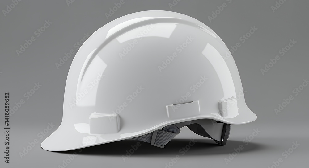 Fototapeta premium White Hard Hat Safety Helmet Construction Worker Protection Equipment