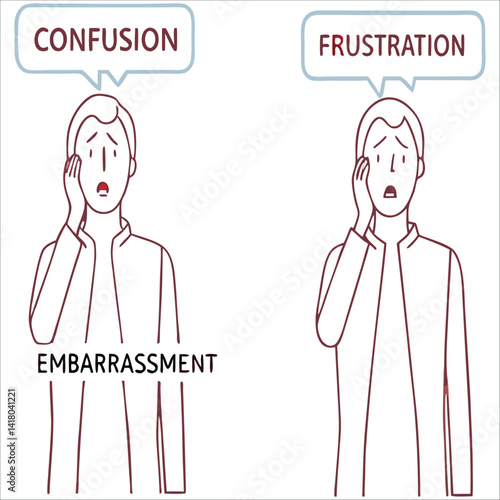 Sad and Nervous Man with Problem style vector design illustrations