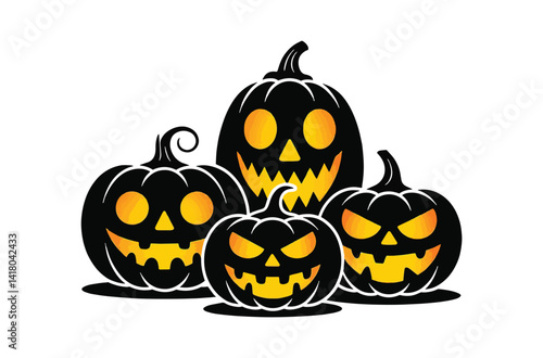Halloween pumpkins vector illustration on white background 