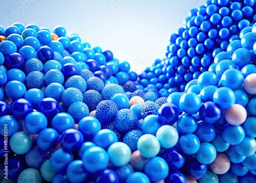 Obraz na płótnie Blue Gumballs, Candy Beads, Sweet Treats, Isolated White Background, Macro Photography, Colorful Candy w salonie