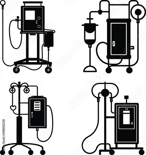Dialysis Machine silhouette vector