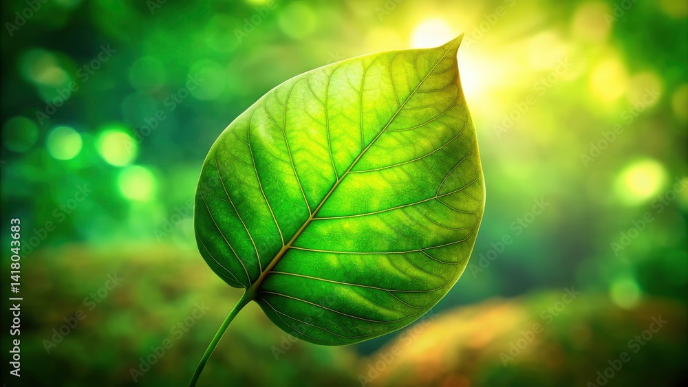 Bokeh Green Leaf Macro Photography: Nature Background, Garden Plants, Lush Greenery, Copy Space
