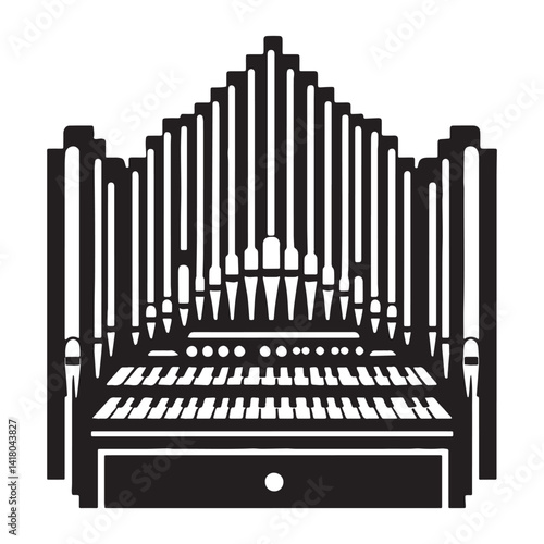 Baroque Organ silhouette, vintage musical art – Organ illustration – Minimalist Organ vector – Musical instrument silhouette

