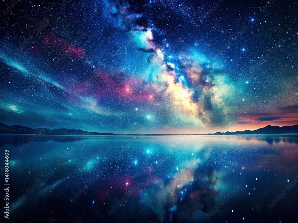 Calm Sea Starry Night Sky Panoramic VJ Loop Background 4K UHD