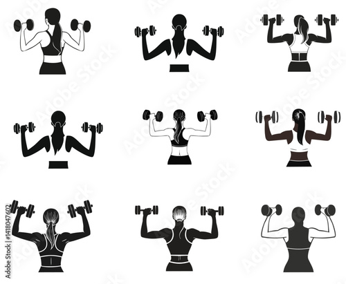 "Strong Woman Lifting Dumbbells Vector Bundle