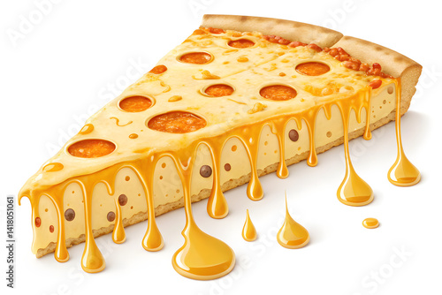Swiss Cheese Slice with Honey Drizzle on White Background – Close-Up Gourmet Food Concept