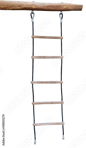 hanging ladder on the metal rope on white