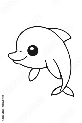 Cute dolphin swim dance in the wave coloring page
