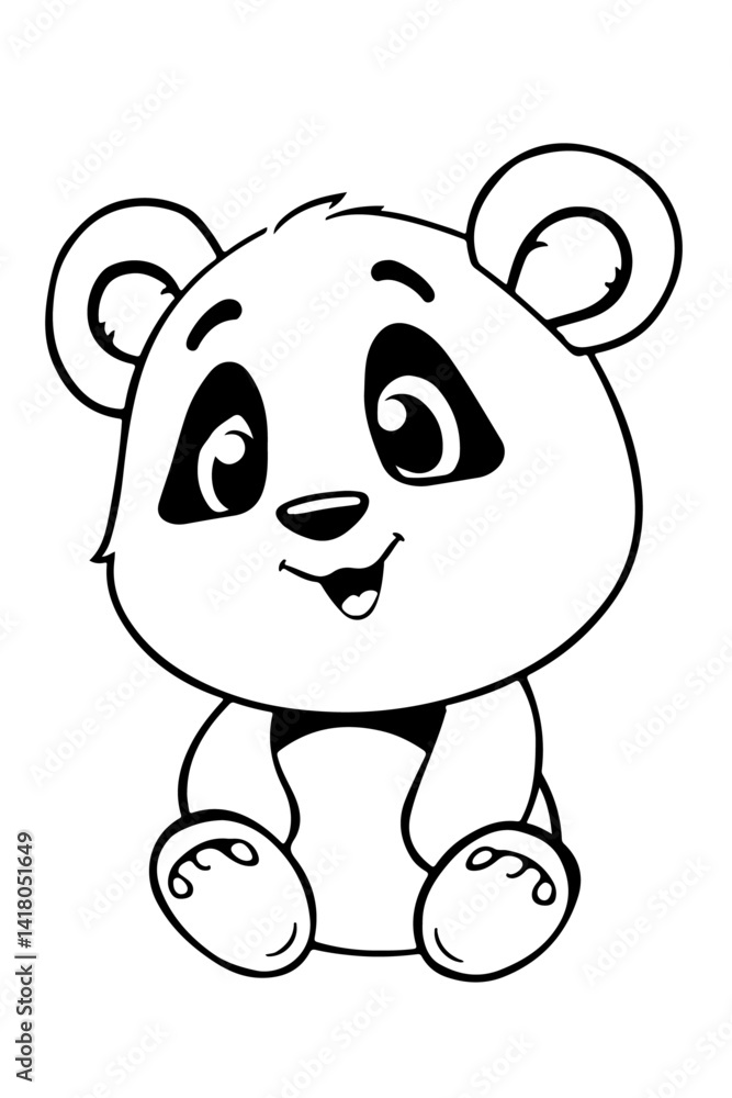 Obraz premium White and black color design Panda coloring page design illustration white background