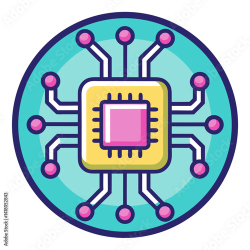 Microchip Icon Vector Illustration for Technology and Circuit Concepts


