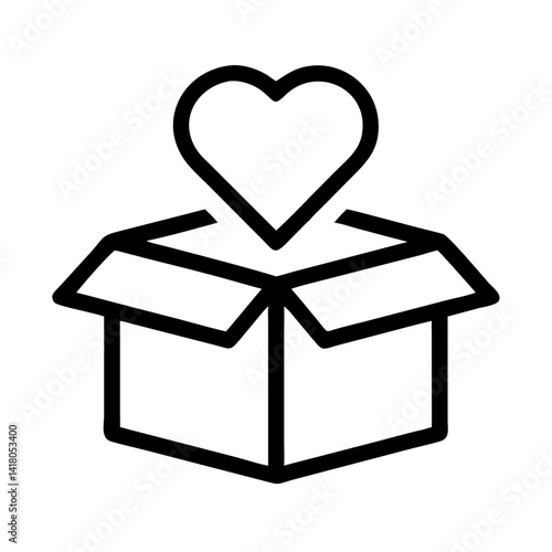 Box with Heart Icon Representing Charity Package and Gift Giving