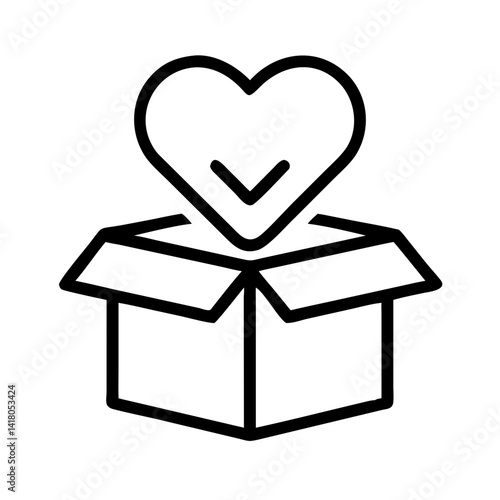 Box with Heart Icon Representing Charity Package and Gift Giving