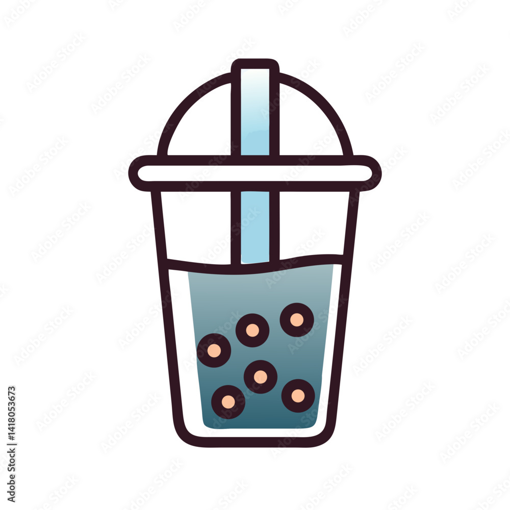 Bubble Tea Cup Icon Representing Cold Boba Drink and Refreshing Beverage Bubble Tea Cup Icon Representing Cold Boba Drink and Refreshing Beverage