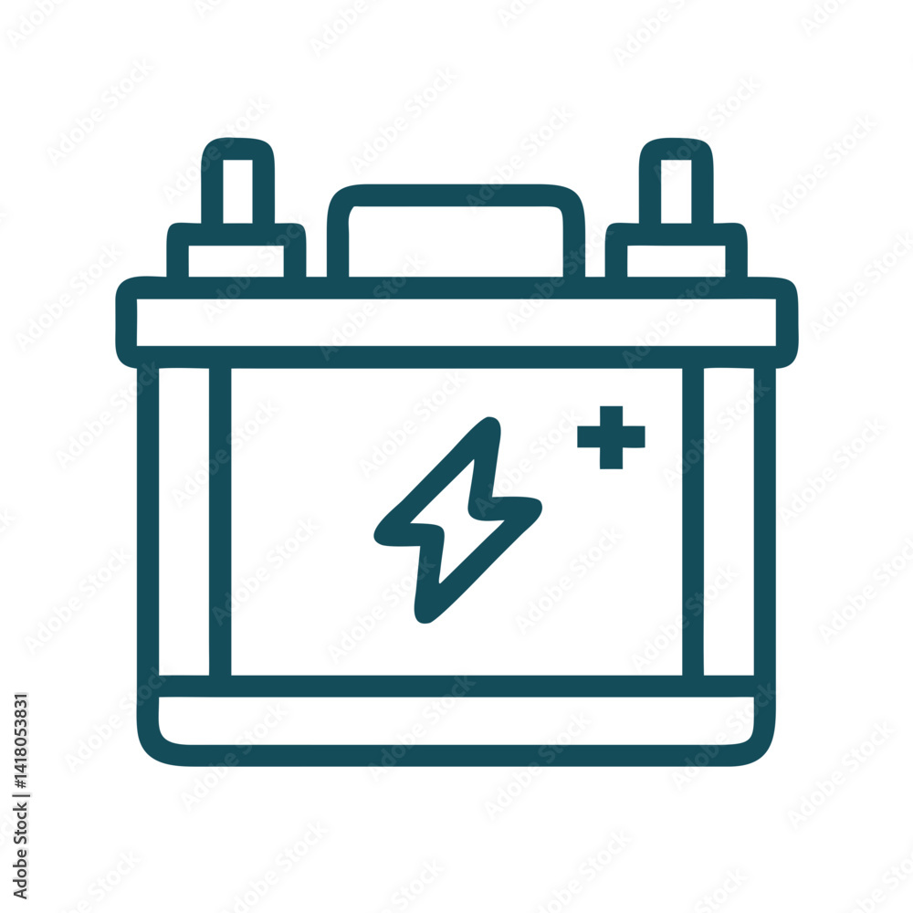 Car Battery Icon Representing Power Supply and Vehicle Energy Source Car Battery Icon Representing Power Supply and Vehicle Energy Source