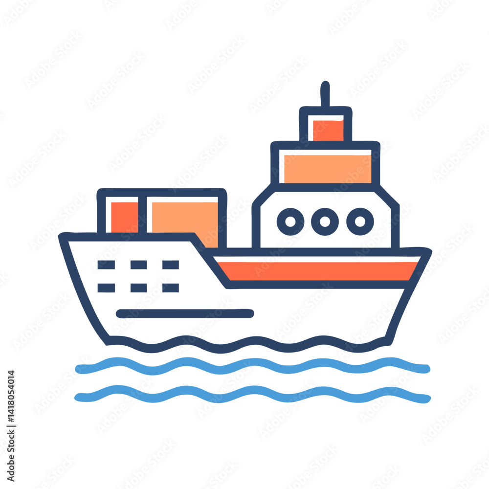 Cargo Ship Icon Representing Maritime Logistics and Global Shipping Cargo Ship Icon Representing Maritime Logistics and Global Shipping
