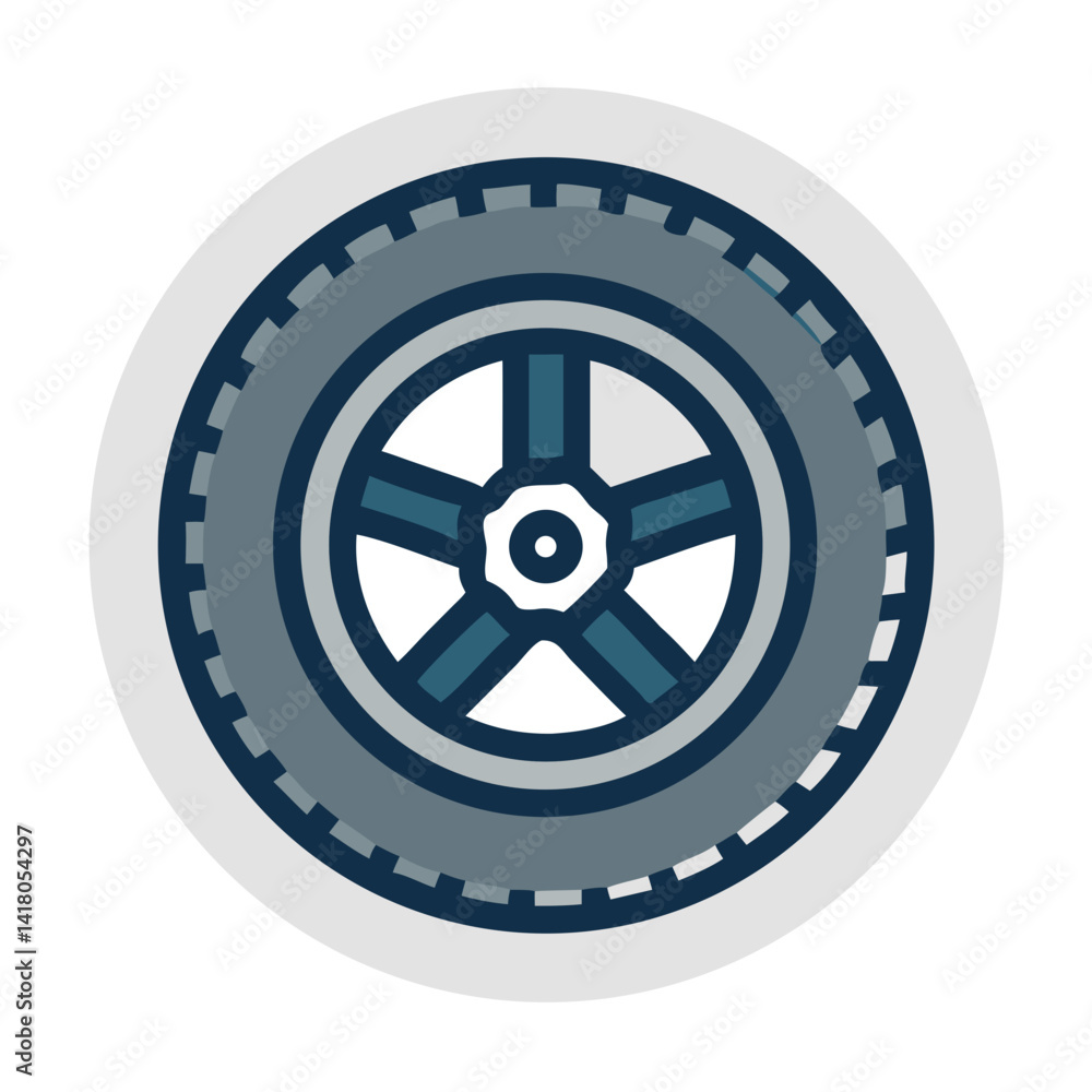 Obraz premium Car Tire Icon Representing Wheel Component and Vehicle Tire Maintenance