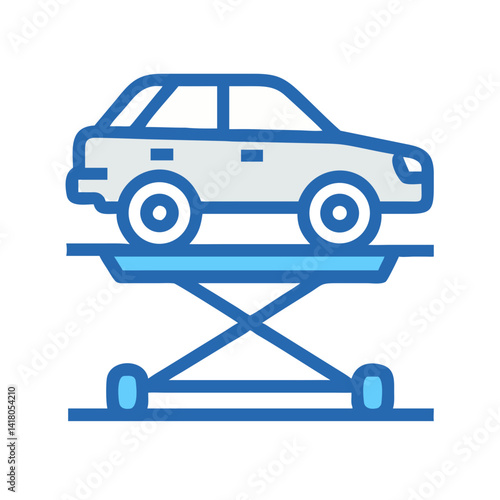 Car on Lift Platform Icon Representing Vehicle Maintenance and Service