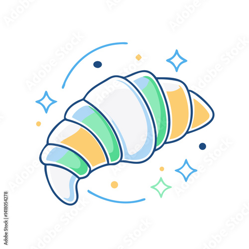 Croissant pastry icon for bakery. 