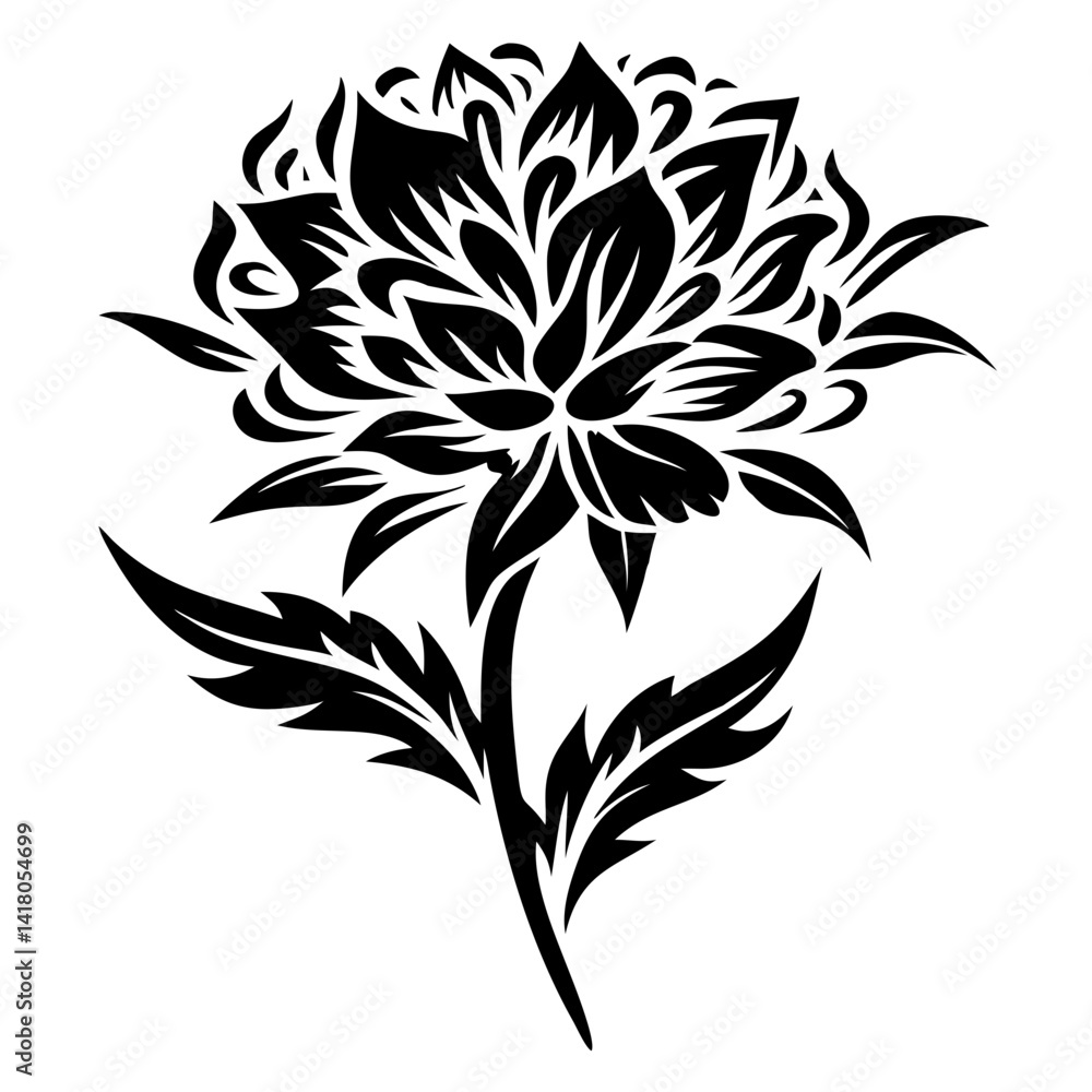 Black Daisy Flower Vector Art - Hand-drawn Elegant Floral Design Black Daisy Flower Vector Art - Hand-drawn Elegant Floral Design