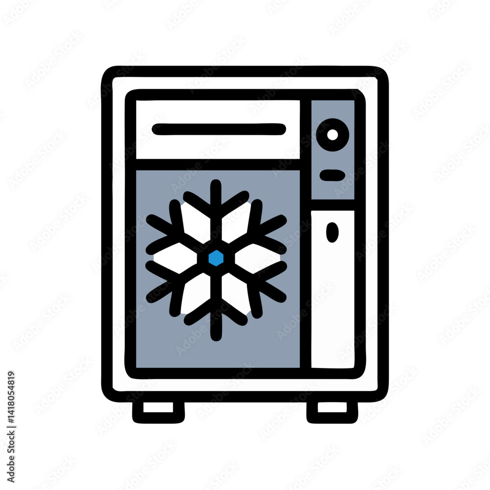 Computer Case with Snowflake Icon Representing Cooling and Thermal Management Computer Case with Snowflake Icon Representing Cooling and Thermal Management