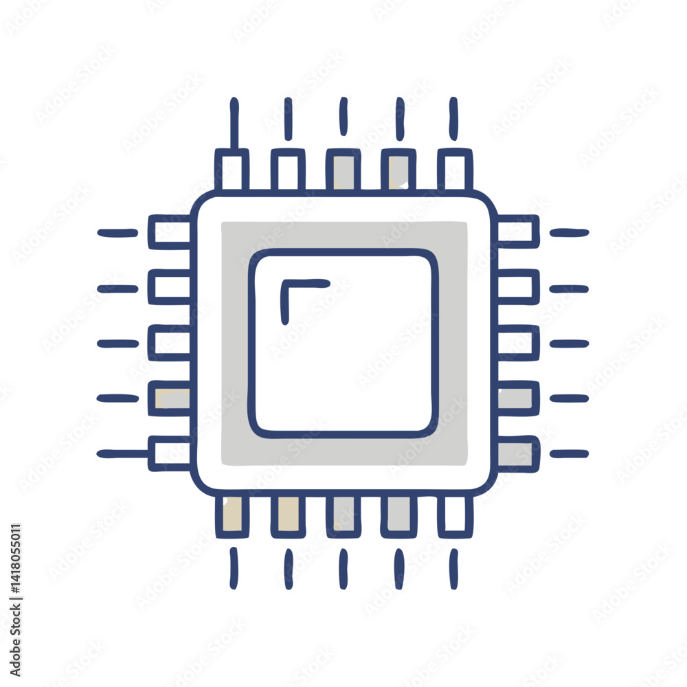 CPU Chip Icon Representing Central Processing Unit and Computing Power CPU Chip Icon Representing Central Processing Unit and Computing Power