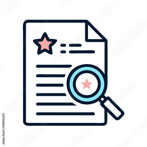 Document with Magnifying Glass Icon Representing Document Inspection and Detailed Analysis