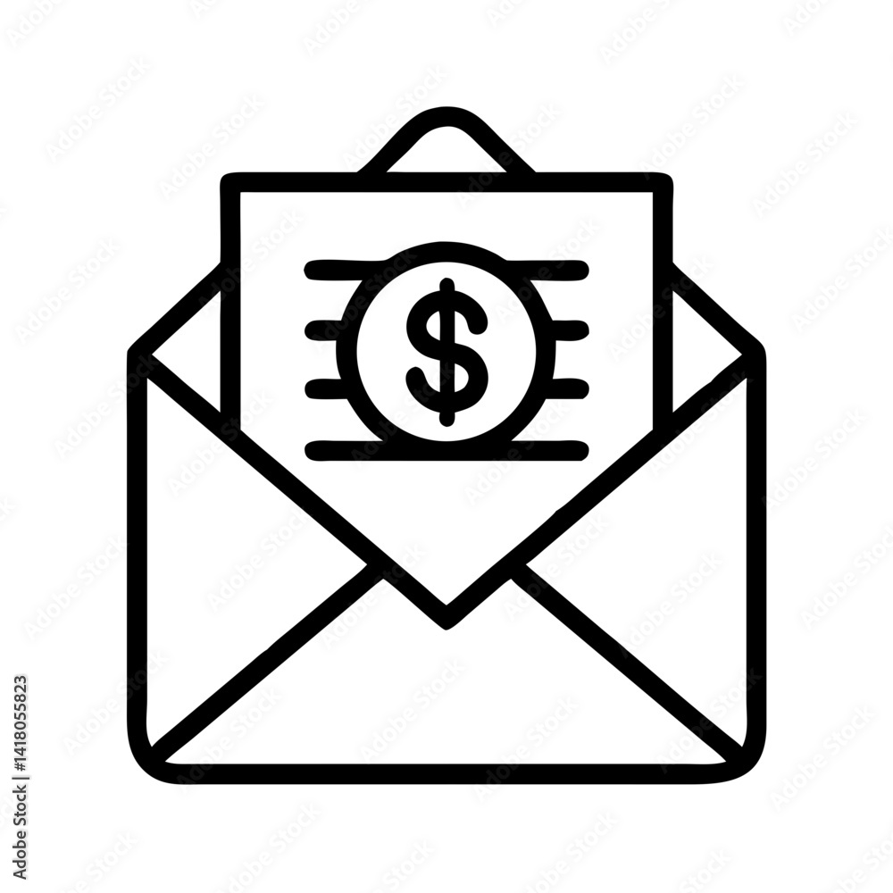 Donation Envelope with Dollar Symbol Icon Representing Financial Contribution and Charity Donation Envelope with Dollar Symbol Icon Representing Financial Contribution and Charity