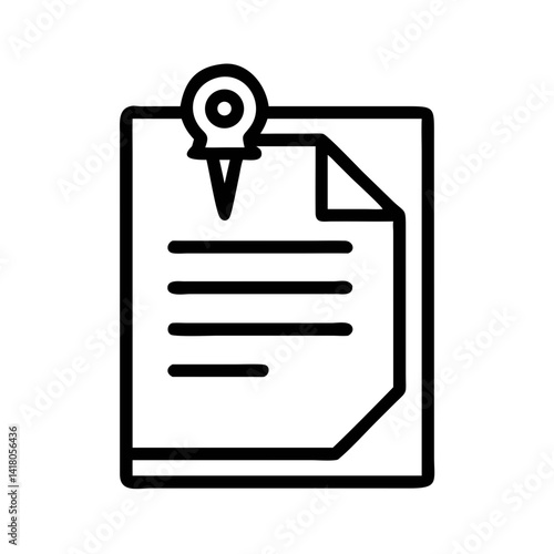 Folded Paper with Pin Icon Representing Bulletin Board and Notice Posting