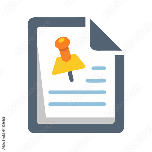 Folded Paper with Pin Icon Representing Bulletin Board and Notice Posting