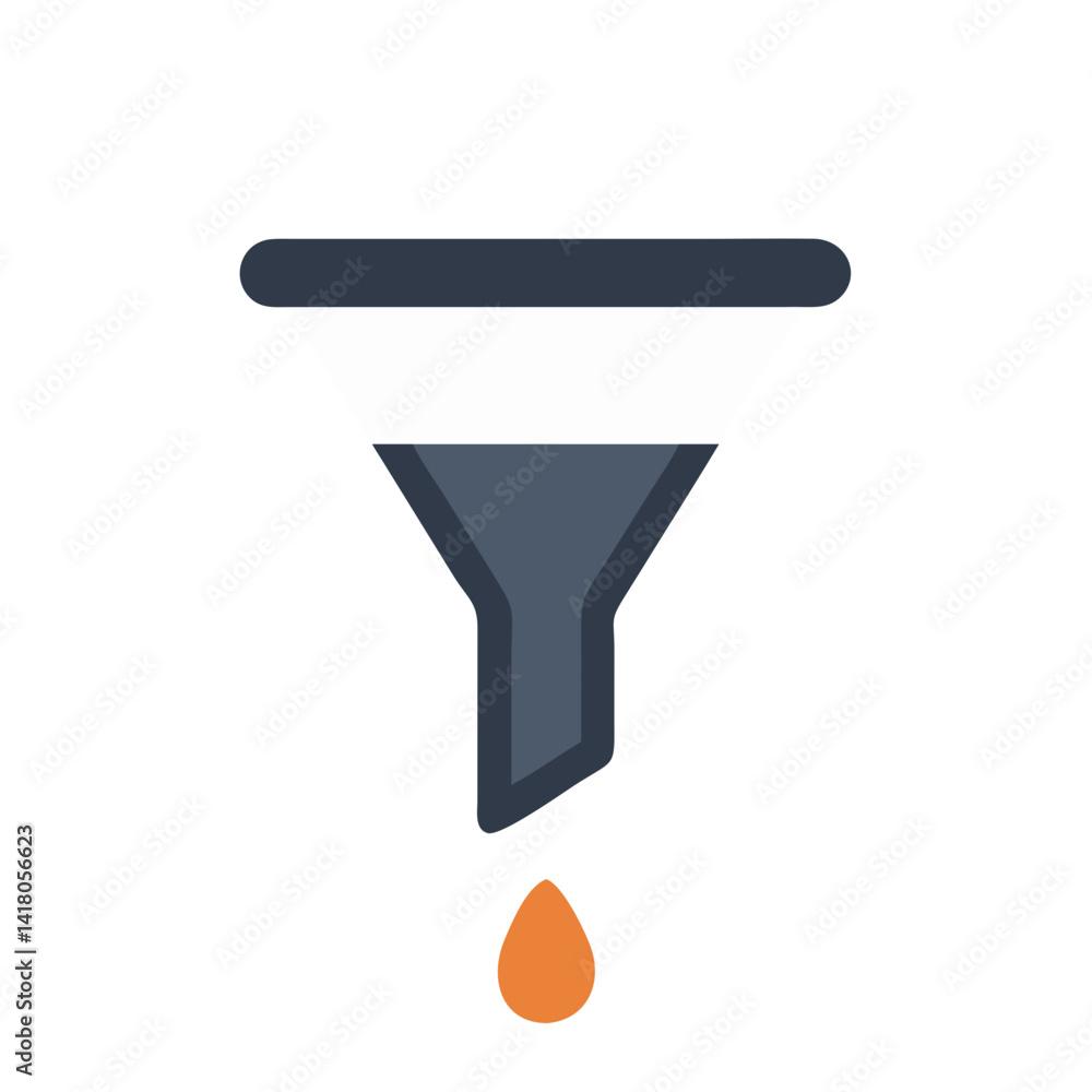 Funnel Icon Representing Fluid Filling Tool and Liquid Transfer Funnel Icon Representing Fluid Filling Tool and Liquid Transfer