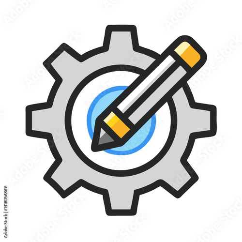 Gear with Pencil Icon Representing Writing Settings and Editable Configuration Tools
