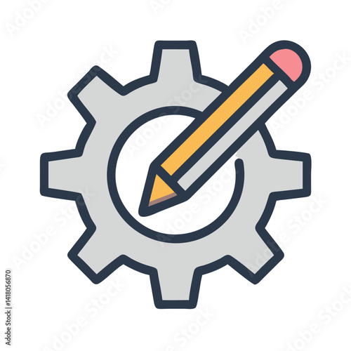Gear with Pencil Icon Representing Writing Settings and Editable Configuration Tools