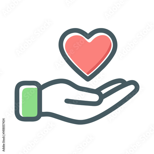 Hand Holding Heart Icon Representing Care and Kindness in Compassionate Support