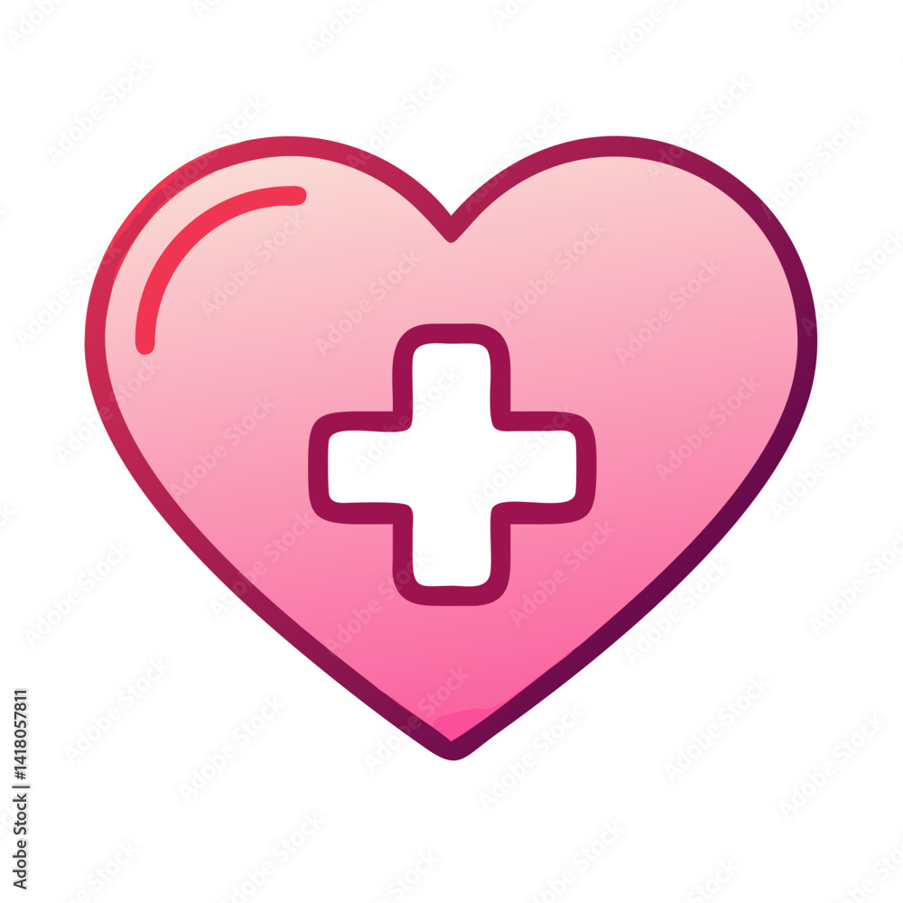 Heart with Medical Cross Icon Representing Health Care and Medical Support Services Heart with Medical Cross Icon Representing Health Care and Medical Support Services