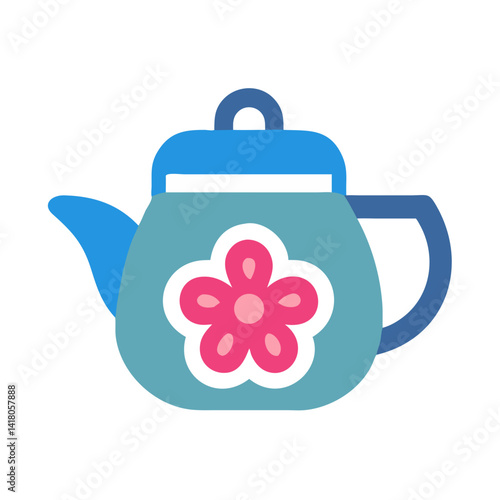 Herbal Tea Pot Icon Representing Flower Infused Beverage and Natural Wellness Drink