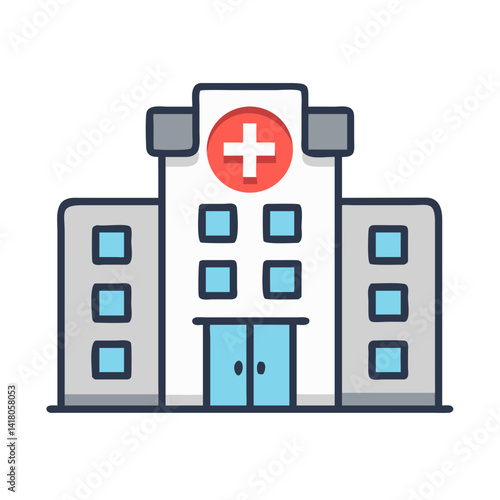 Hospital Building Icon Representing Medical Charity and Healthcare Support Services