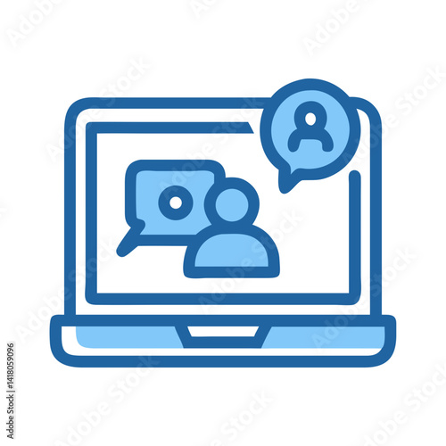 Laptop with User Icon Representing Social Engagement and Online Interaction