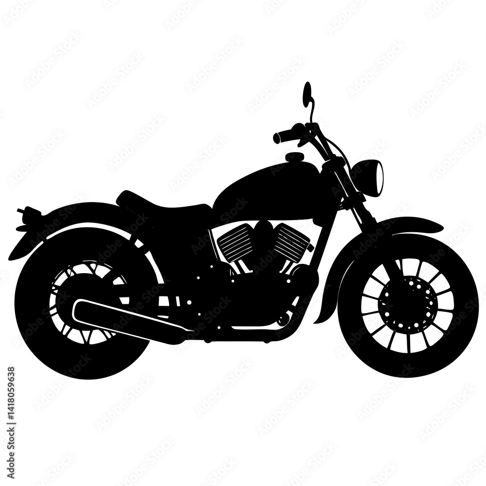 Fototapeta premium Black sport motorbike with chrome wheels, a powerful transport isolated on white background