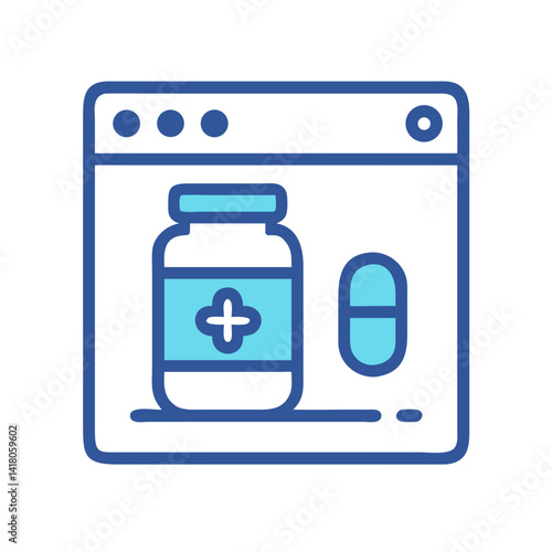 Medicine Bottle Icon Representing Online Pharmacy and Digital Healthcare Services