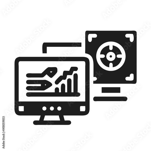 Monitor and GPU Icon Representing Display Performance and Graphics Rendering Capability