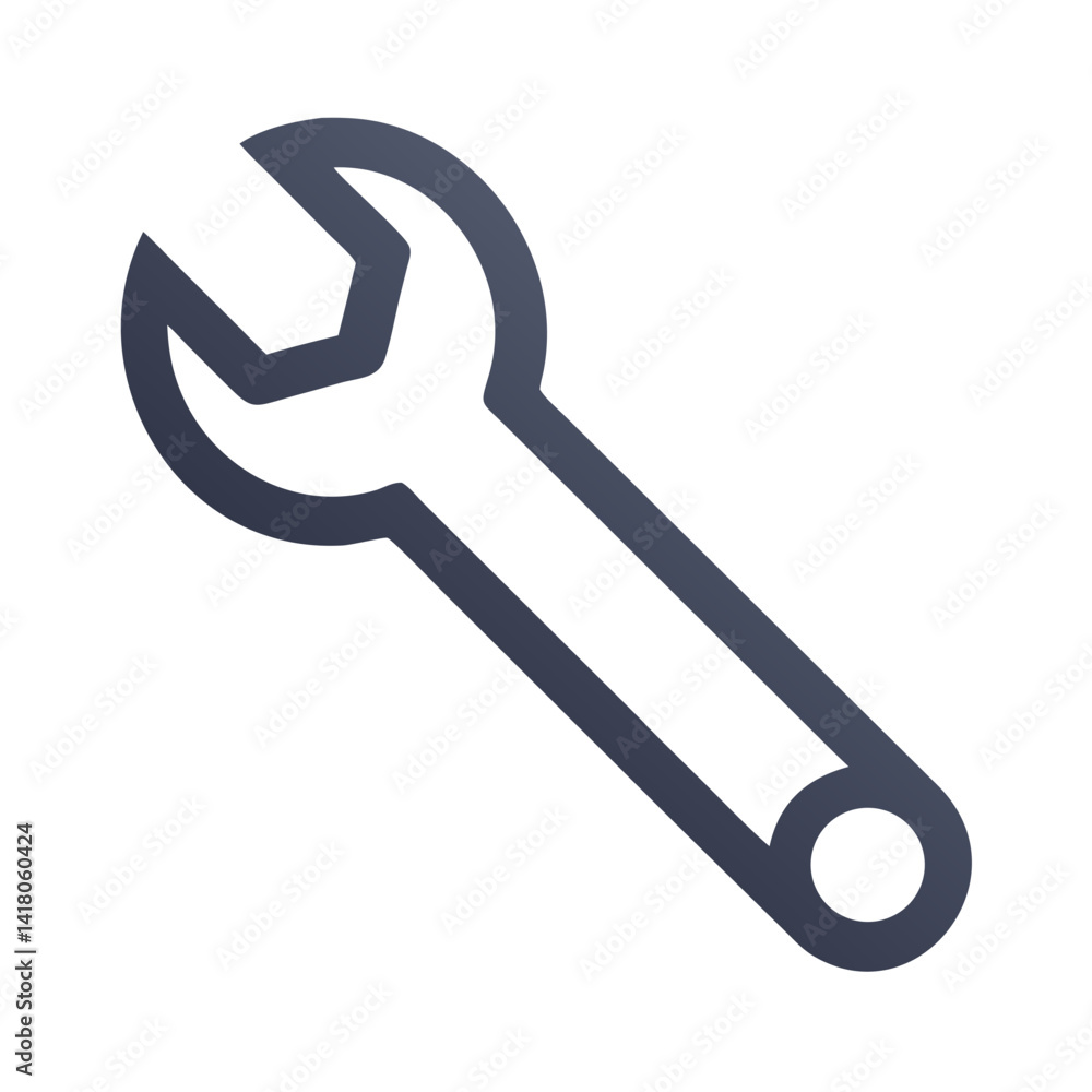 Open-End Wrench Icon Representing Basic Repair Tool and Mechanical Adjustment Open-End Wrench Icon Representing Basic Repair Tool and Mechanical Adjustment