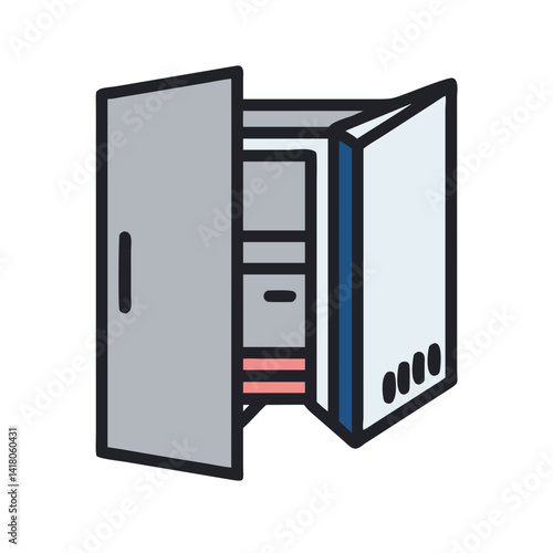 Open Side Case Icon Representing Computer Tower and Internal Hardware Access