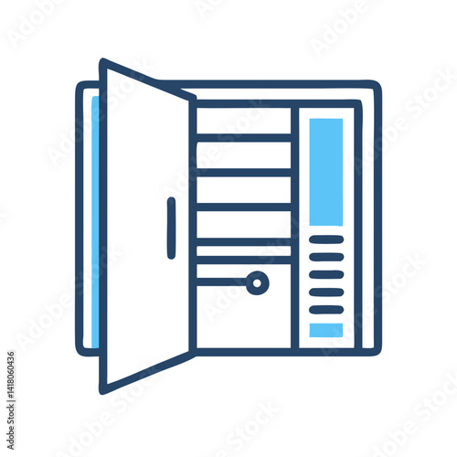 Open Side Case Icon Representing Computer Tower and Internal Hardware Access