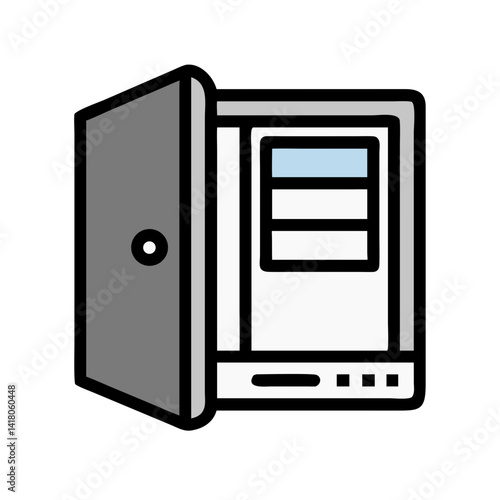 Open Side Case Icon Representing Computer Tower and Internal Hardware Access