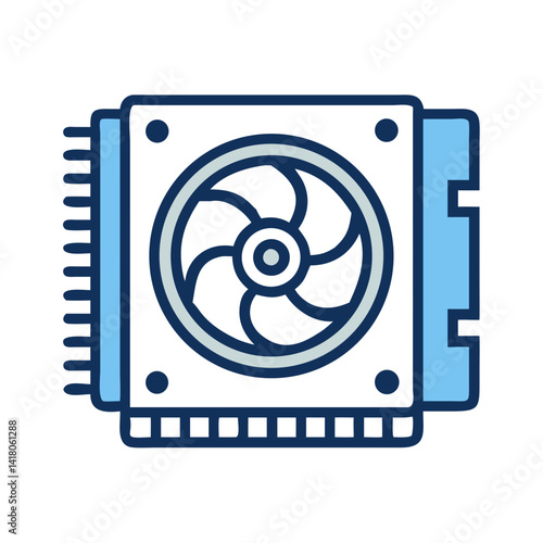 Processor with Fan Icon Representing CPU Cooling and Thermal Management System