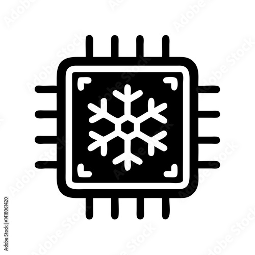 Processor with Snowflake Icon Representing Chip Cooling and Thermal Management