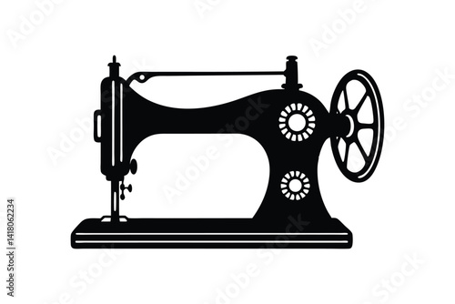 Silhouette art illustration of a vintage sewing machine.eps